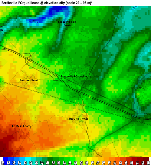 Bretteville-l’Orgueilleuse elevation map