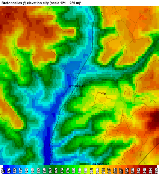 Bretoncelles elevation map