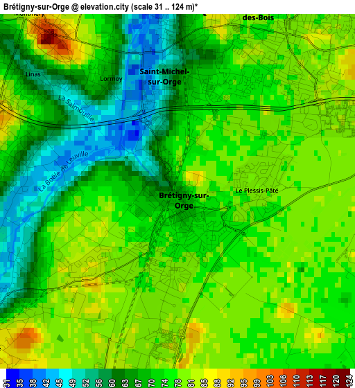 Brétigny-sur-Orge elevation map