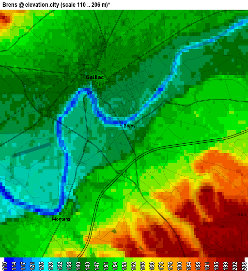 Brens elevation map