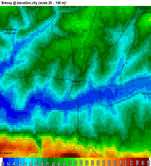 Brécey elevation map