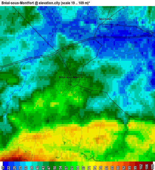 Bréal-sous-Montfort elevation map