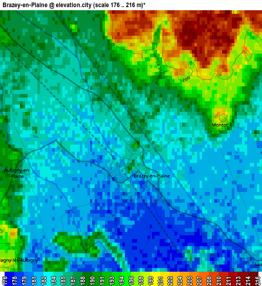 Brazey-en-Plaine elevation map