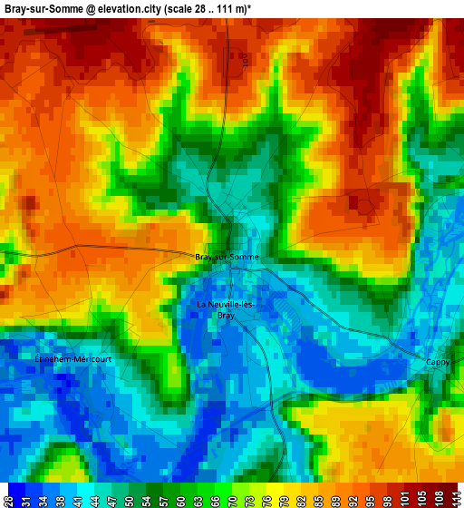 Bray-sur-Somme elevation map