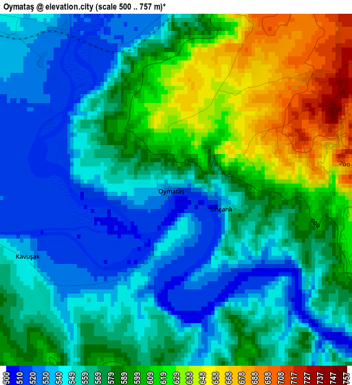 Oymataş elevation map