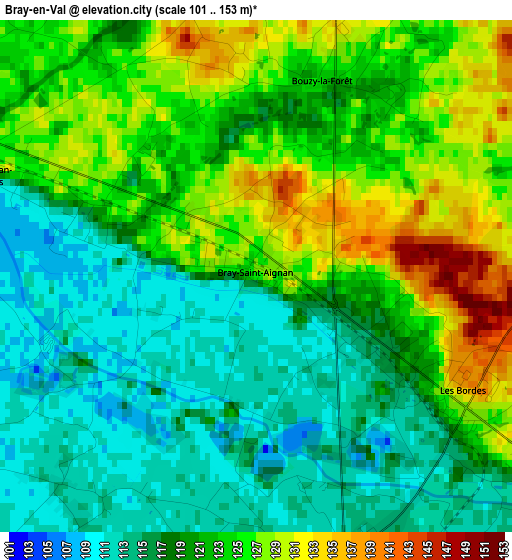 Bray-en-Val elevation map