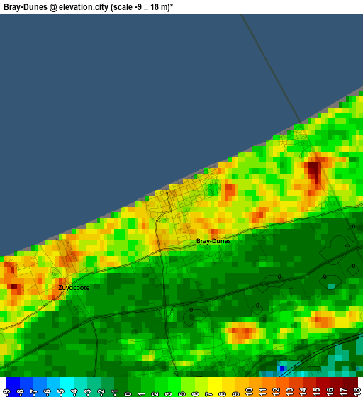 Bray-Dunes elevation map