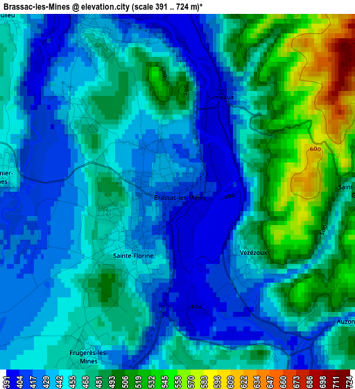 Brassac-les-Mines elevation map