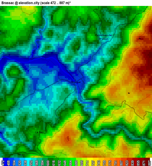 Brassac elevation map