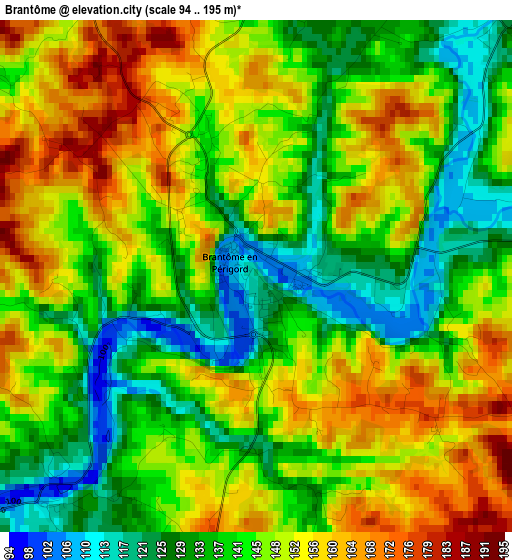 Brantôme elevation map