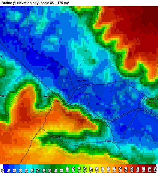 Braine elevation map