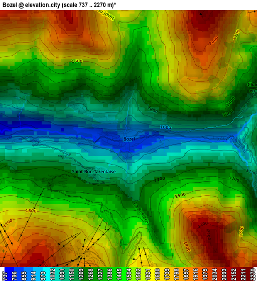 Bozel elevation map