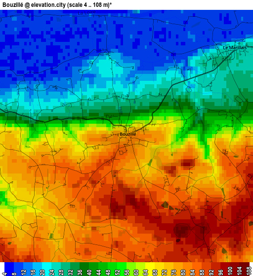 Bouzillé elevation map