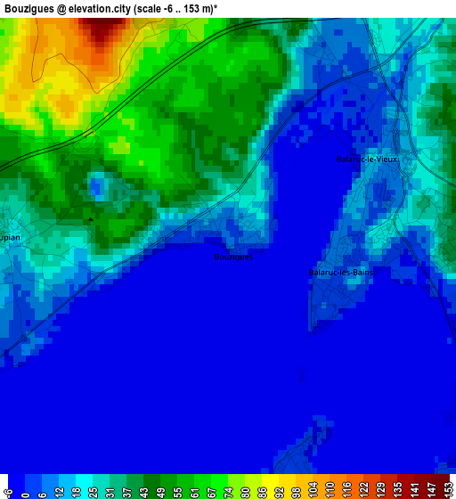 Bouzigues elevation map