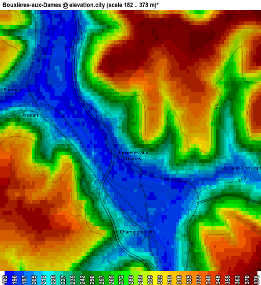 Bouxières-aux-Dames elevation map