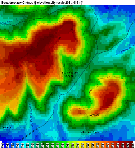 Bouxières-aux-Chênes elevation map