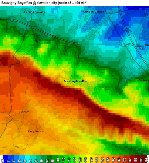 Bouvigny-Boyeffles elevation map