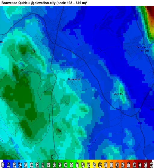 Bouvesse-Quirieu elevation map