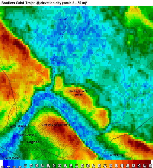 Boutiers-Saint-Trojan elevation map