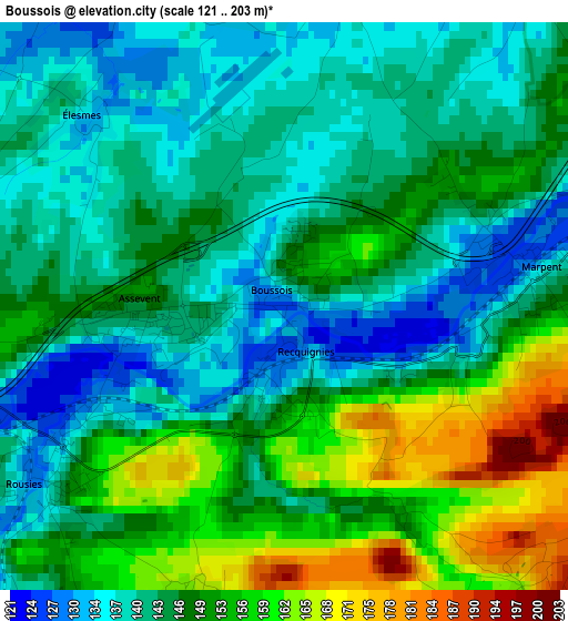 Boussois elevation map