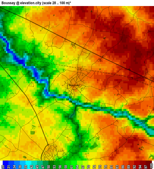 Boussay elevation map