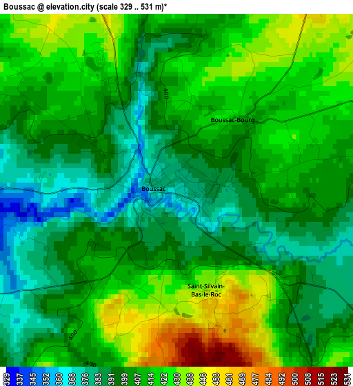 Boussac elevation map