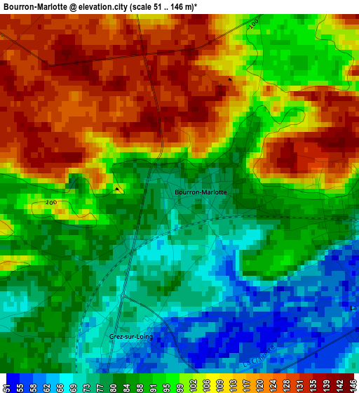 Bourron-Marlotte elevation map