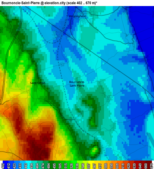 Bournoncle-Saint-Pierre elevation map