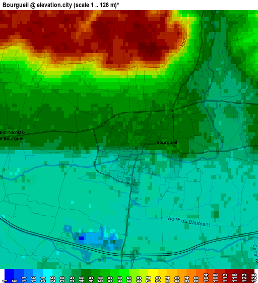 Bourgueil elevation map