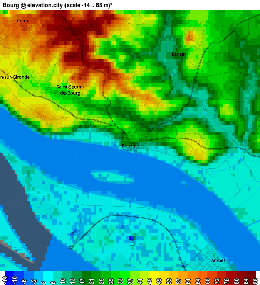 Bourg elevation map