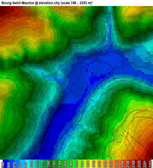 Bourg-Saint-Maurice elevation map