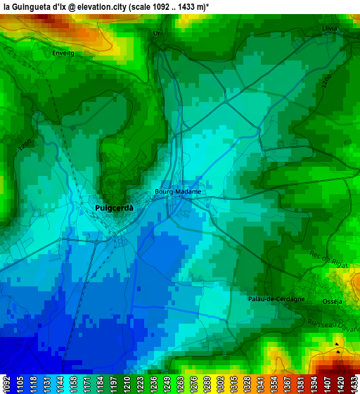 la Guingueta d'Ix elevation map