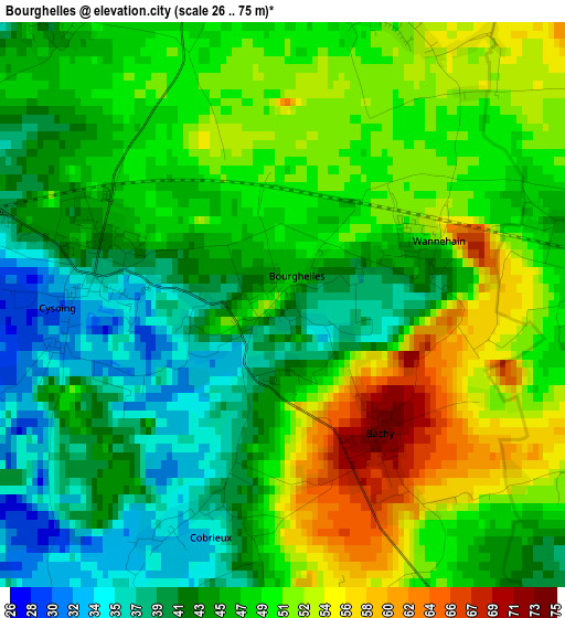 Bourghelles elevation map