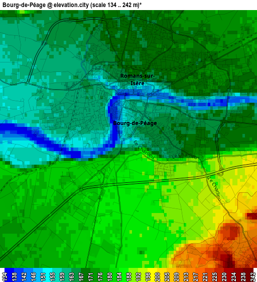 Bourg-de-Péage elevation map