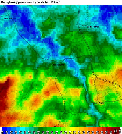 Bourgbarré elevation map