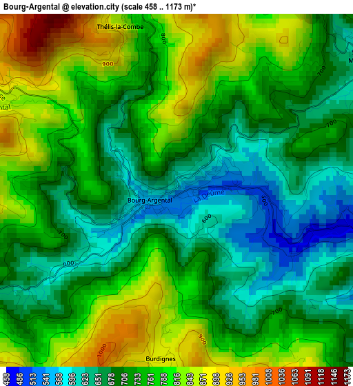 Bourg-Argental elevation map