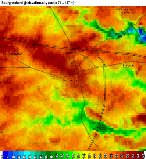 Bourg-Achard elevation map