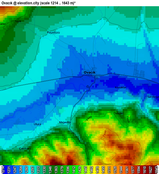 Ovacık elevation map