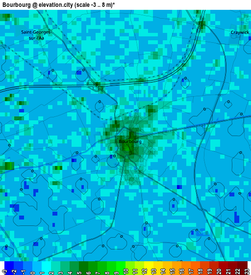 Bourbourg elevation map