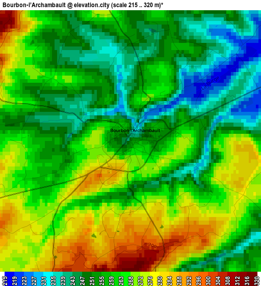 Bourbon-l’Archambault elevation map