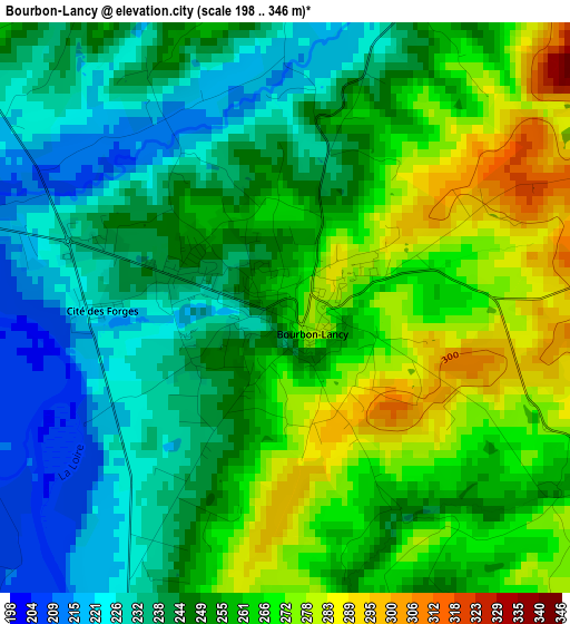 Bourbon-Lancy elevation map