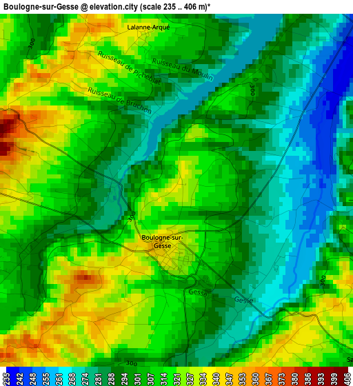 Boulogne-sur-Gesse elevation map