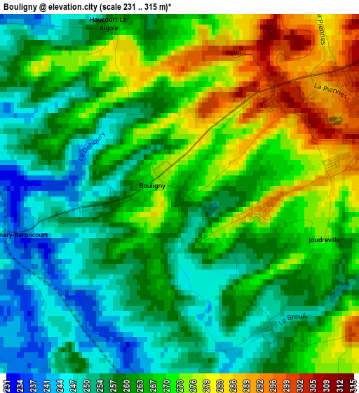 Bouligny elevation map