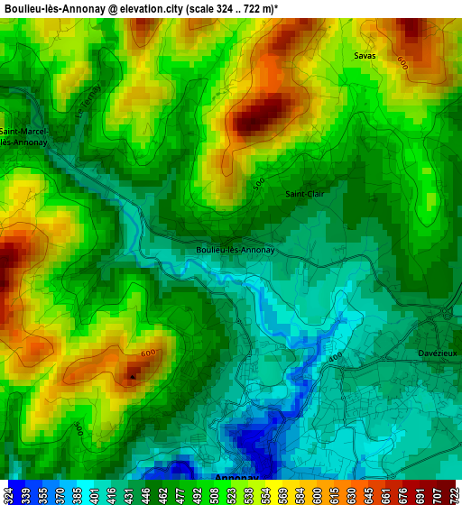 Boulieu-lès-Annonay elevation map
