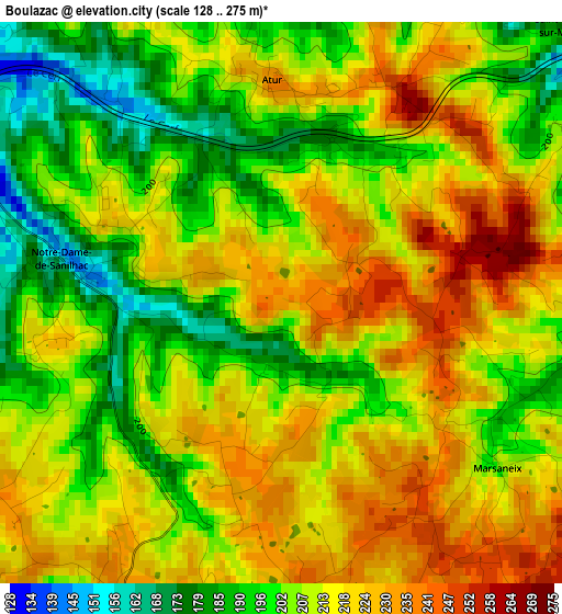 Boulazac elevation map