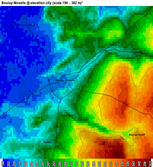 Boulay-Moselle elevation map