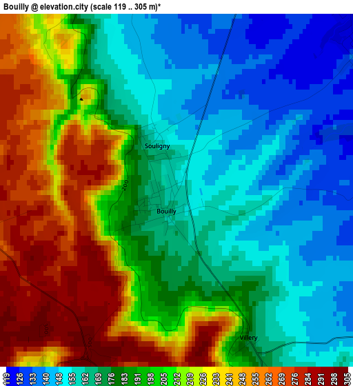 Bouilly elevation map