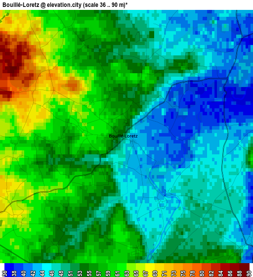 Bouillé-Loretz elevation map