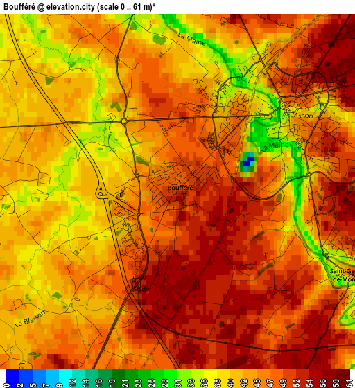 Boufféré elevation map
