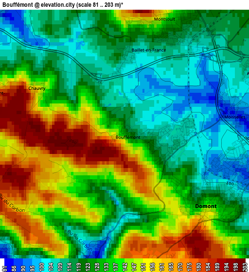 Bouffémont elevation map